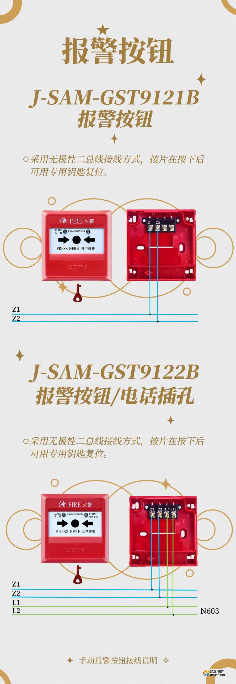 海灣火災(zāi)自動報警系統(tǒng)技術(shù)指導(dǎo)——GST9121B手動報警按鈕接線說明 海灣火災(zāi)自動報警系統(tǒng)技術(shù)指導(dǎo)——GST9121B手動報警按鈕接線說明