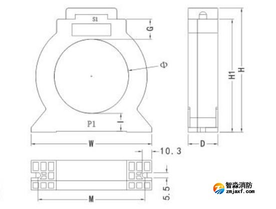 閉口式，圓孔100A-630A外形尺寸圖